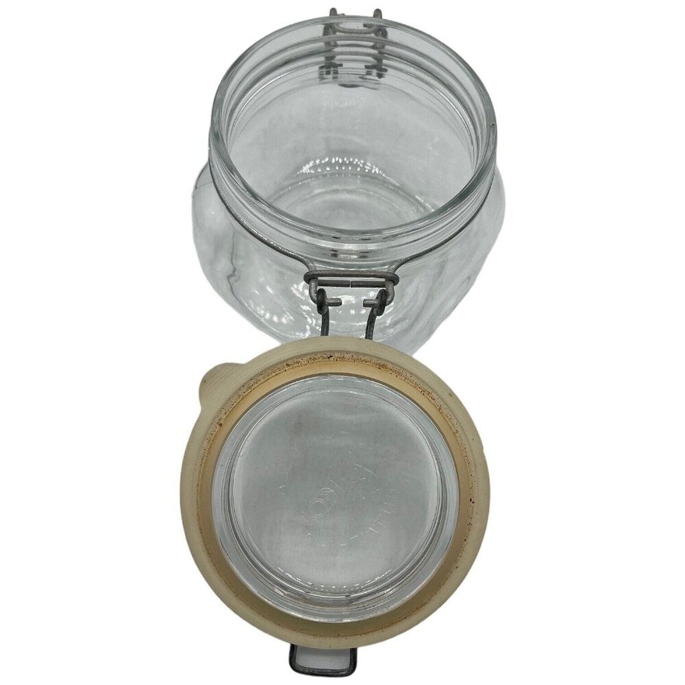 Italy Fidenza Fido Clear Glass Canister Jar Rubber Seal Wire Bale 1/2 L Vintage - Picture 6 of 8